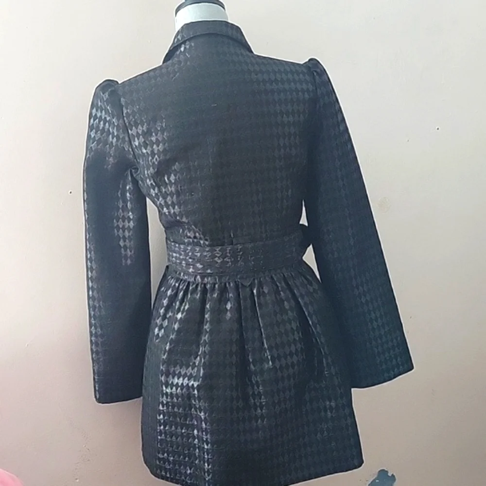 Candie's Brand Black Button Down Coat With Belt, Size: L - Picture 5 of 9